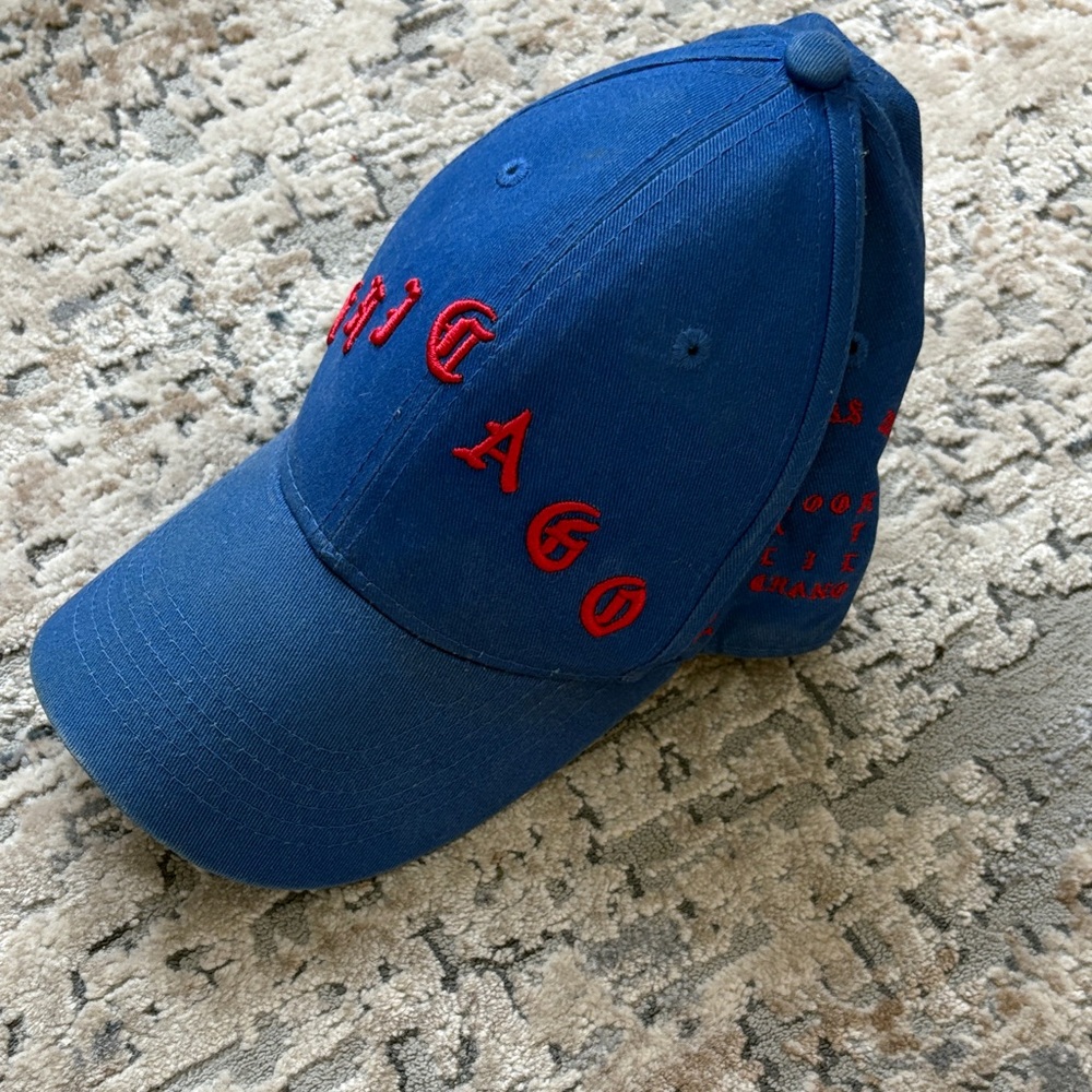 Blue and Red Embroidered Men's Cap